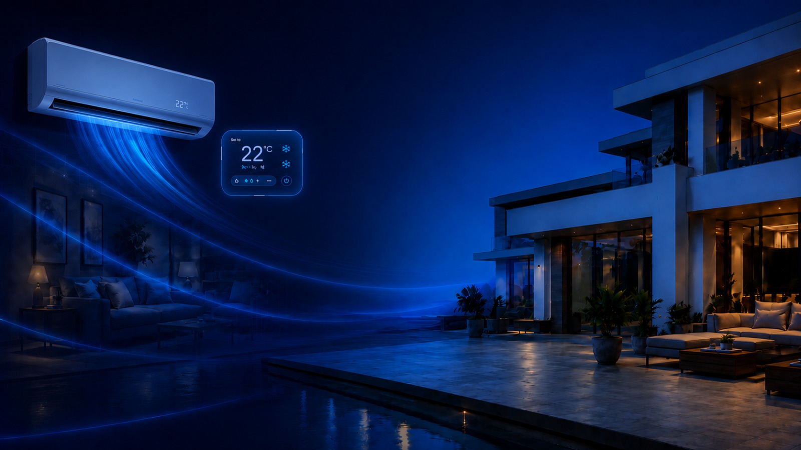 Ambiente climatizado com ar condicionado moderno
